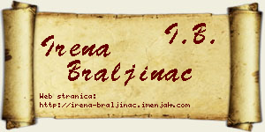 Irena Braljinac vizit kartica